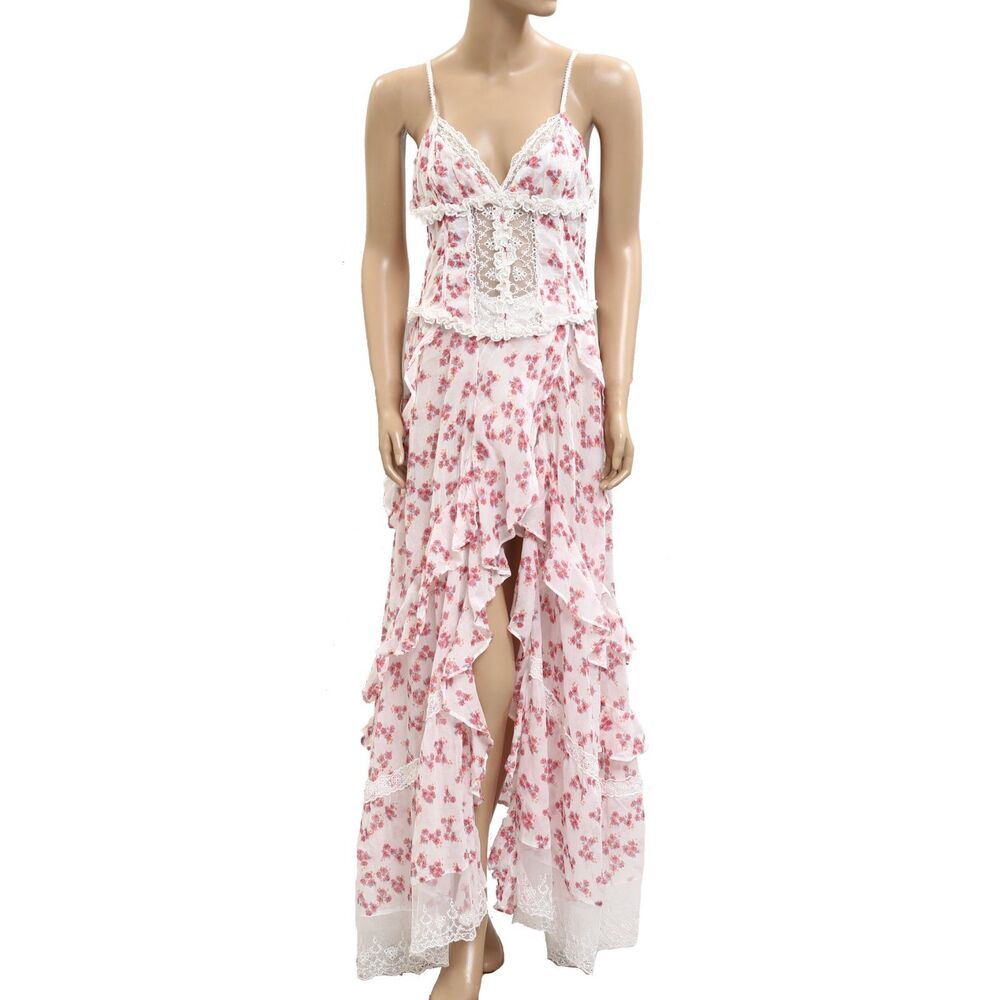 Intimately Free People Hearts Desire Bodysuit Dress Floral Print Lace XS 281382 - Picture 5 of 10
